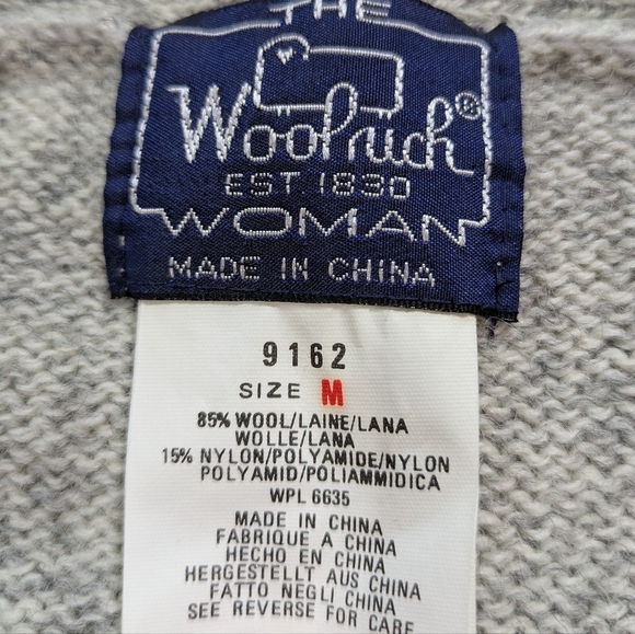 Vintage Woolrich Grey Blue Pink Mixed Design Button Up Wool Cardigan Sweater M - Picture 8 of 9